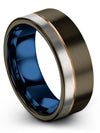Ladies Slim Wedding Band Tungsten Ring for Guys 8mm Gunmetal Engagement Woman - Charming Jewelers