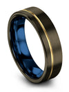 Minimalist Promise Rings Cute Tungsten Bands Gunmetal and 18K Yellow Gold Ring - Charming Jewelers