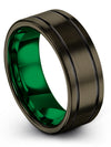 Guy Tungsten Gunmetal Black Anniversary Ring 8mm Tungsten Rings Him Promise - Charming Jewelers