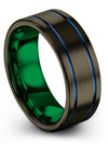 Male Wedding Bands Blue Line Wedding Band for Guys Tungsten Gunmetal Male Large - Charming Jewelers