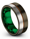 Guys Wedding Band Tungsten Gunmetal Copper Male Tungsten Gunmetal Ring Couples - Charming Jewelers