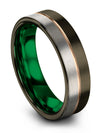 Guy Wedding Band 6mm 18K Rose Gold Line Brushed Gunmetal Tungsten Rings - Charming Jewelers