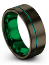 8mm Teal Line Promise Band for Man Tungsten Band for Woman&#39;s Custom Gunmetal - Charming Jewelers