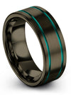 8mm Teal Line Band for Couples Tungsten Gunmetal Ladies Gunmetal Double Line - Charming Jewelers