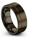 8mm Gunmetal Wedding Bands for Mens Promise Band Tungsten Cute Couple Jewelry - Charming Jewelers