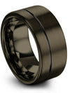 Wedding Ring Set for Male Engravable Tungsten Rings for Female Gunmetal Matte - Charming Jewelers