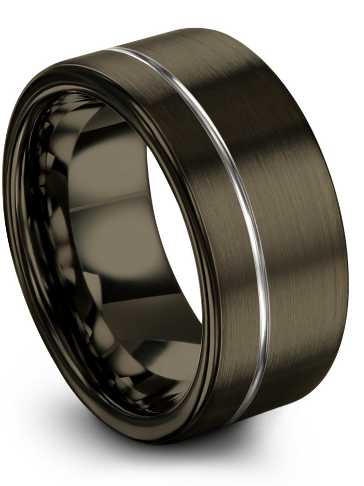 10mm 7 Year Gunmetal Promise Band for Guys Tungsten