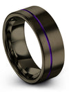 Gunmetal and Purple Promise Band Set Tungsten Wedding Bands for Fiance - Charming Jewelers