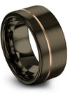 Affordable Wedding Ring for Guys Nice Tungsten Ring Handmade Gunmetal Bands - Charming Jewelers