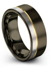 Gunmetal Ring Promise Band Tungsten Ring for Female Grooved Gunmetal Metal - Charming Jewelers