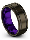 Woman Anniversary Ring 8mm Black Line Tungsten Bands Brushed Marriage Ring - Charming Jewelers