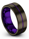 Male Promise Ring Tungsten Gunmetal Flat Engagement Female Bands Valentines Day - Charming Jewelers