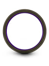 Gunmetal and Purple Wedding Bands for Woman 6mm Purple Line Tungsten Ring - Charming Jewelers