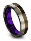 Gunmetal Wedding Ring Sets Lady Promise Bands Tungsten Man 6mm Gunmetal Bands - Charming Jewelers