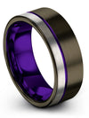 Lady Wedding Bands Gunmetal Groove Tungsten 8mm Ring for Men Unique Lady Ring - Charming Jewelers