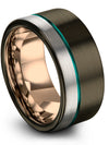 Unique Promise Rings Tungsten Engagement Male Band for Couple Gunmetal Offset - Charming Jewelers