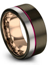 Brushed Wedding Band Lady Matching Tungsten Rings Gunmetal 10mm Forty Fifth - Charming Jewelers