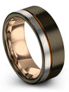 Promise Ring Men Gunmetal Copper Tungsten Wedding Band Ring 8mm for Lady Man I - Charming Jewelers