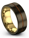 Woman&#39;s Striped Wedding Rings Gunmetal Tungsten Ring for Mens Flat Gunmetal - Charming Jewelers