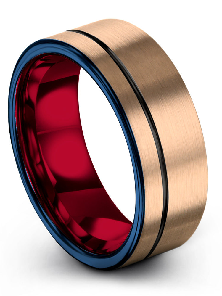 18K Rose Gold Bands Wedding Set Tungsten Carbide Engagement