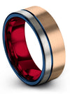 Man Promise Ring 18K Rose Gold Wedding Bands Tungsten Male 8mm 18K Rose Gold - Charming Jewelers