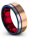 18K Rose Gold and Purple Men&#39;s Anniversary Ring Polished Tungsten Bands - Charming Jewelers