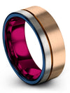 18K Rose Gold Wedding Engagement Band Brushed Tungsten Rings Men&#39;s 8mm 18K Rose - Charming Jewelers