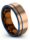 Female Wedding Rings Tungsten 18K Rose Gold and Blue Personalized Tungsten Band - Charming Jewelers
