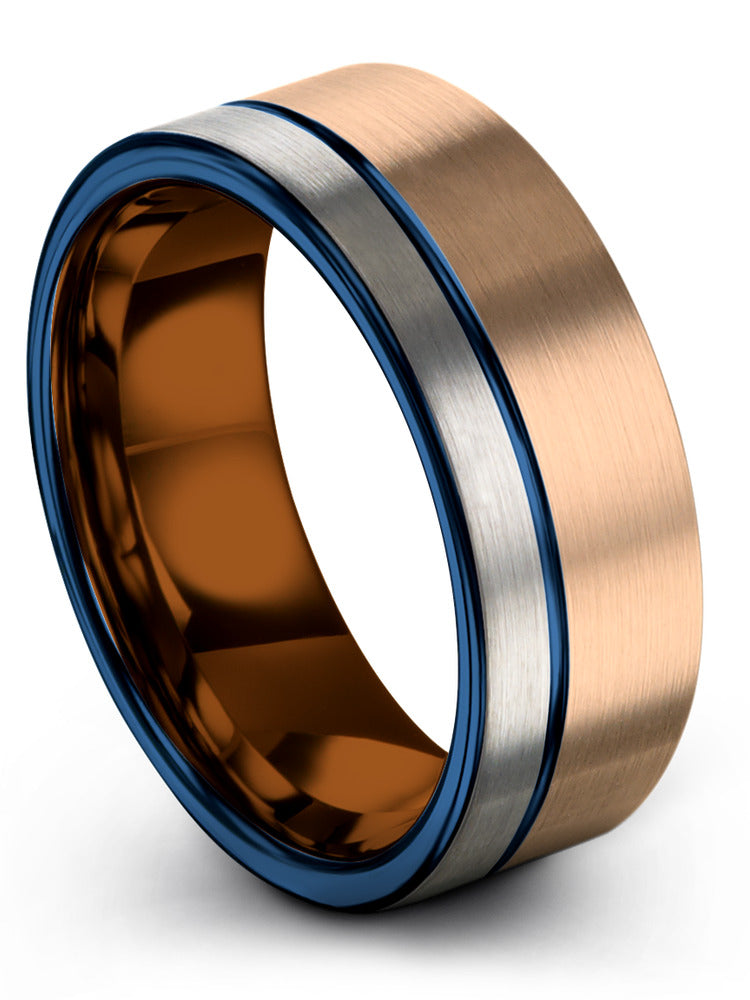 18K Rose Gold Band Promise Ring Tungsten Wedding Band