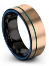 18K Rose Gold Anniversary Band Ring Tungsten Rings for Mens 18K Rose Gold 8mm - Charming Jewelers