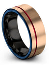 18K Rose Gold Wedding Ring for Him and Husband 8mm Tungsten Carbide Bands - Charming Jewelers