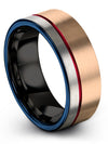 Guys and Men&#39;s Wedding Band Tungsten Bands Wife and Husband 18K Rose Gold Black - Charming Jewelers