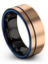 Wedding Bands Sets in 18K Rose Gold Tungsten Rings Couple