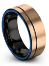 Wedding Band Sets for Girlfriend and Girlfriend 18K Rose Gold Tungsten Carbide - Charming Jewelers