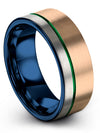 Matte 18K Rose Gold Green Men Wedding Rings Tungsten