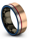 Wedding Band Him and Girlfriend Set Brushed 18K Rose Gold Tungsten Bands - Charming Jewelers