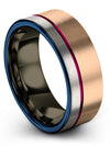 Men&#39;s 18K Rose Gold Wedding Bands Engravable One of a Kind Tungsten Band 18K - Charming Jewelers