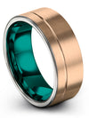 Mens Middle Finger Band Carbide Tungsten Bands 18K Rose Gold and 18K Rose Gold - Charming Jewelers