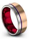 Brushed Metal Woman Wedding Band in 18K Rose Gold Tungsten Engagement Guy Rings - Charming Jewelers