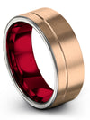 Wedding Rings for Womans Plain Tungsten Band Wife and Him Set 18K Rose Gold - Charming Jewelers