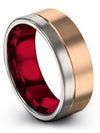 Mens 18K Rose Gold Wedding Ring Set Tungsten Ring Male 18K Rose Gold Matching - Charming Jewelers