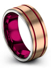 Lady Promise Rings Set One of a Kind Tungsten Rings 18K Rose Gold Promise Bands - Charming Jewelers