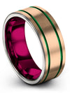 Tungsten Promise Band Guy 18K Rose Gold Green Men&#39;s Tungsten Wedding Bands 18K - Charming Jewelers