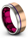 Womans Wedding Ring 8mm Purple Line Mens 18K Rose Gold