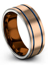 Engagement and Wedding Band Set for Fiance and Him Tungsten Ring 8mm 18K Rose - Charming Jewelers
