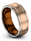 18K Rose Gold Wedding Bands Sets Nice Wedding Rings Husband and His Graduation - Charming Jewelers