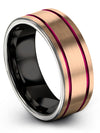 Woman&#39;s Wedding Band Rings 8mm Guy Tungsten Carbide Ring Mens Band 18K Rose - Charming Jewelers