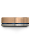 8mm Blue Line Wedding Bands Tungsten Female 8mm 18K Rose Gold Band Rings Set - Charming Jewelers