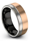 Mens Middle Finger Band Tungsten Carbide Band for Lady 18K Rose Gold - Charming Jewelers