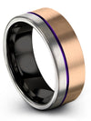 Wedding Rings 18K Rose Gold Sets 8mm Tungsten Wedding Band Guy 18K Rose Gold - Charming Jewelers